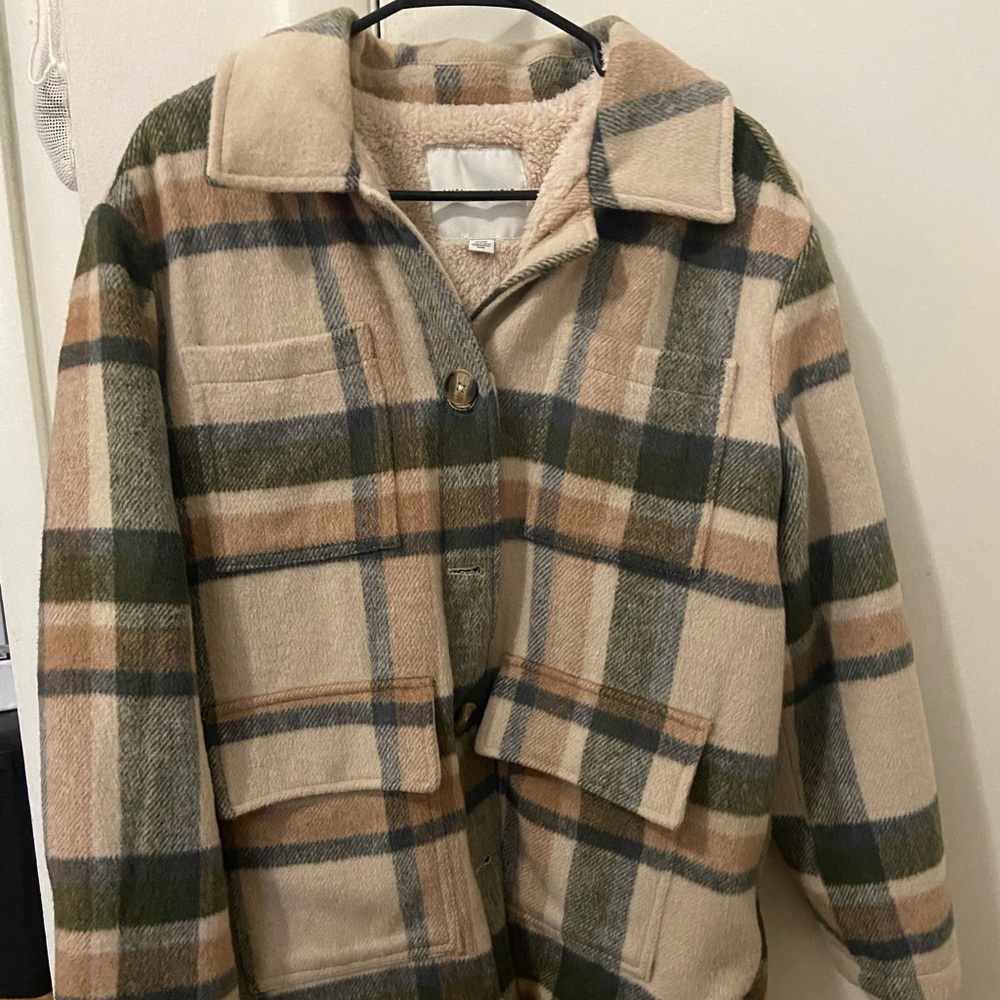 American Eagle Plaid Oversized Jacket